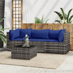 vidaXL Set Divani da Giardino 4 pz con Cuscini in Polyrattan Grigio