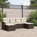 vidaXL Set Divano da Giardino 6 pz con Cuscini Marrone in Polyrattan