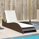 vidaXL Lettino Prendisole con Cuscino Marrone 60x205x73 cm Polyrattan