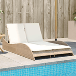 vidaXL Lettino Prendisole con Cuscini Beige 114x205x73 cm Polyrattan