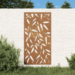 vidaXL Decorazione Muro Giardino 105x55 cm Foglie Bambù Acciaio Corten