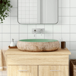 vidaXL Lavabo da Appoggio Verde e Marrone Ovale 59x40x15 cm Ceramica