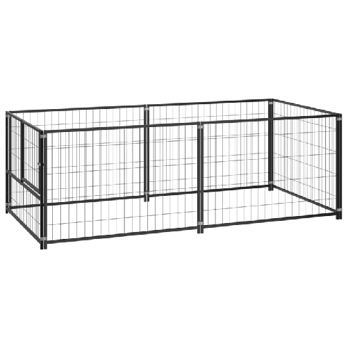 Gabbia per Cani Nera 200x100x70 cm in Acciaio