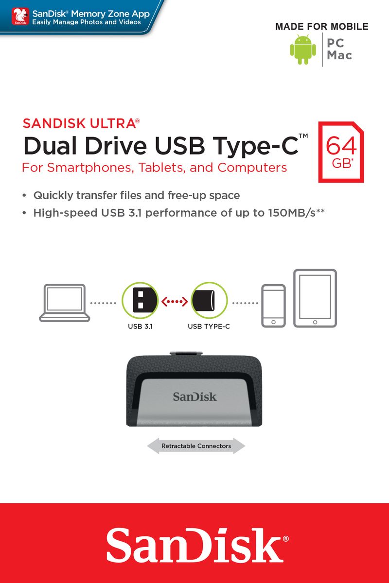 SanDisk-Ultra-Dual-Drive-USB-Type-C-unita-flash-USB-64-GB-USB-Type-A---USB-Type-C-3.2-Gen-1--3.1-Gen-1--Nero-Argento