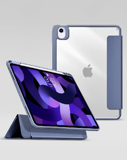 BOSTON-Detachable-Mirror---Pencil-Case-iPad-Air-5-4-10.9---Lavender-front-Transparent-back.-Corner-protection---Warranty