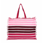 Giovanile Borsa Mare con chiusura lampo misura 48x38x16cm cotone canvas 100% spiaggia stampe colore rosa rigata multicolor