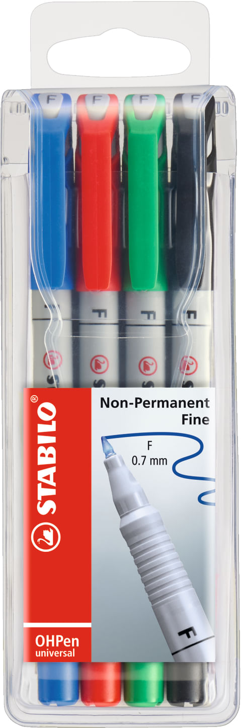 STABILO-OHPen-evidenziatore-4-pz-Nero-Blu-Verde-Rosso