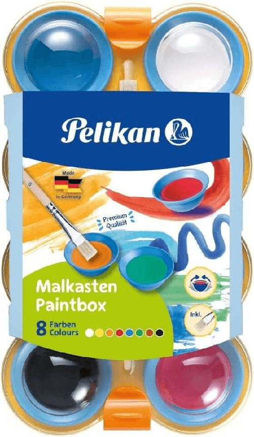 Acquerelli-Pelikan-per-bambini---Pozzetti-separabili---Pennello-Jumbo-incluso---Facile-da-diluire---Resistente-alla-luce