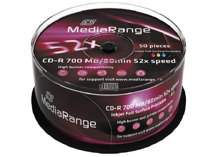 MediaRange-MR208-CD-vergine-CD-R-700-MB-50-pz--MEDIARANGE-CD-R-700MB|80MIN-52X-SPEED-PRINTABLE-CAKE-50-