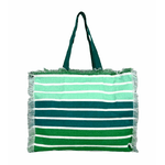 Giovanile Borsa Mare con chiusura lampo misura 48x38x16cm cotone canvas 100% spiaggia stampe colore Verde rigata multicolor