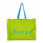 Giovanile Borsa Mare con chiusura lampo misura 48x38x16cm cotone canvas 100% spiaggia stampe colore Lime Beach Girl