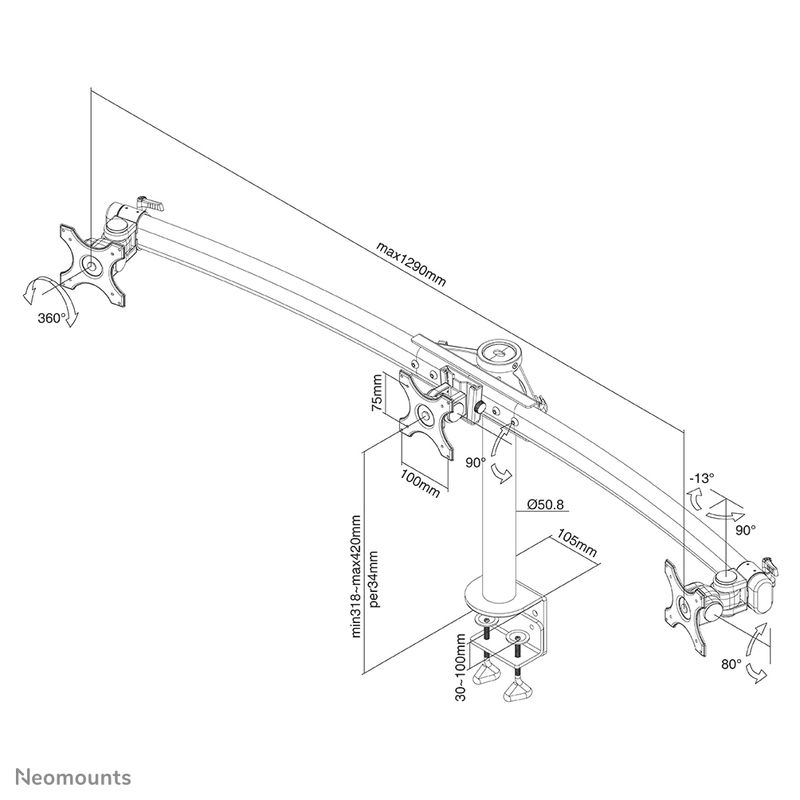 10-27-inch---Flat-screen-desk-mount-for-3-screens--Clamp-