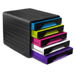 CEP Cassettiera Smoove - 36 x 28,8 x 27 cm - 5 cassetti standard - nero/multicolore - Cep