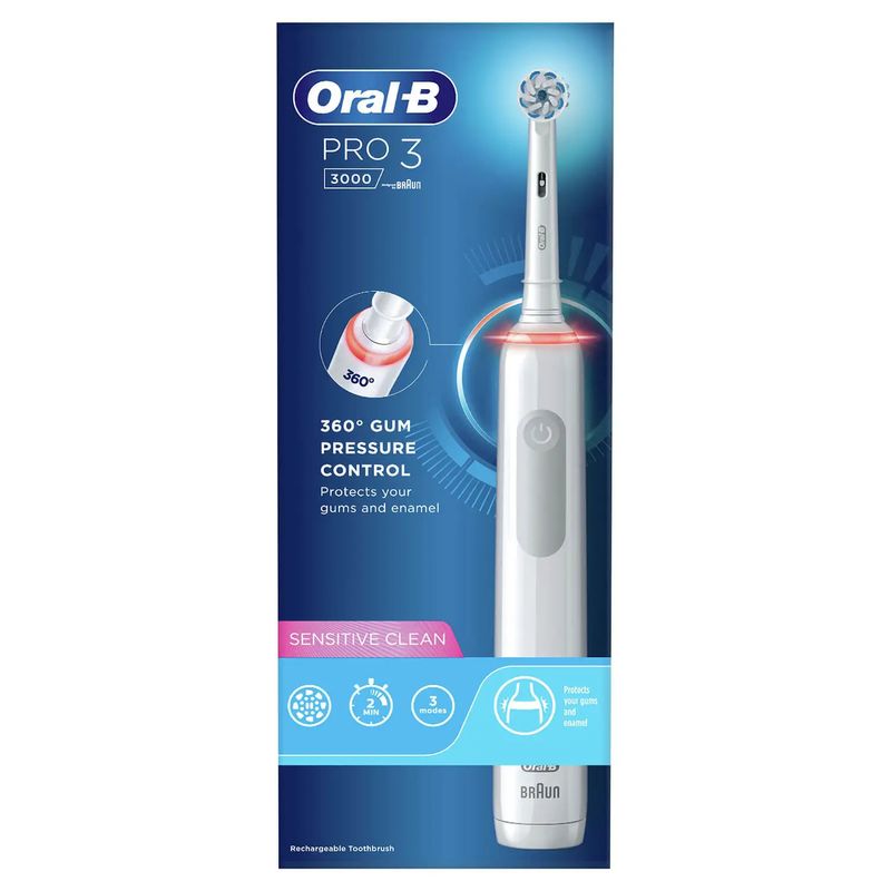 Oral-B-Pro-Sensitive-Clean-Pro-3-Adulto-Spazzolino-rotante-oscillante-Bianco