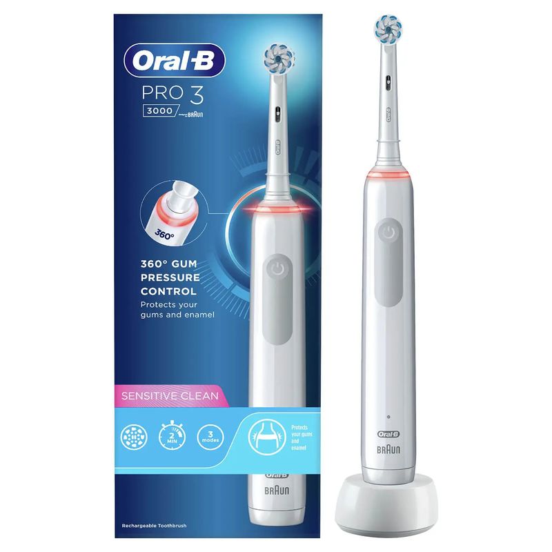 Oral-B-Pro-Sensitive-Clean-Pro-3-Adulto-Spazzolino-rotante-oscillante-Bianco