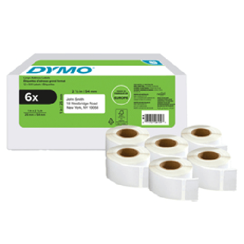 DYMO-Rotolo-etichette-per-Indirizzi---25-x-54-mm---bianco---Dymo---value-pack-6-pezzi