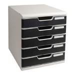 EXACOMPTA Cassettiera Modulo A4 - 28,8 x 32 x 35 cm - 5 cassetti - grigio/nero - Exacompta