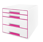 LEITZ-Cassettiera-Cube---287-x-27-x-363-cm---4-cassetti---bianco-rosa---Leitz