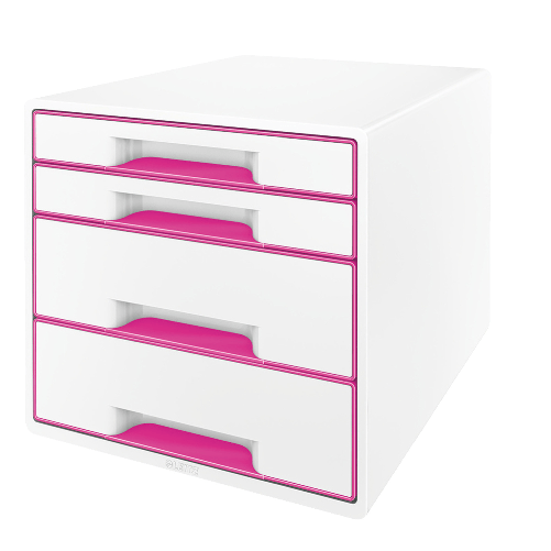 LEITZ-Cassettiera-Cube---287-x-27-x-363-cm---4-cassetti---bianco-rosa---Leitz