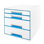 LEITZ Cassettiera Cube - 28,7 x 27 x 36,3 cm - 4 cassetti - bianco/azzurro - Leitz