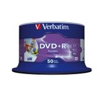 Verbatim DVD+R Wide Inkjet Printable No ID Brand 4,7 GB 50 pz