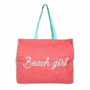 Giovanile Borsa Mare con chiusura lampo misura 48x38x16cm cotone canvas 100% spiaggia stampe colore Rosa Beach Girl