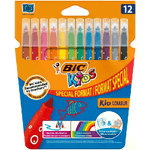 Bic Kids Couleur Confezione da 12 Pennarelli - Punta Media - Lavabili - Colori Assortiti