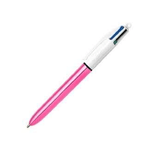 Penna a sfera a scatto Bic 4 Colours Shine - Punta da 1 mm - Corsa da 04 mm - Inchiostro a base di olio - Fusto rosa metallizzato/bianco - 4 colori