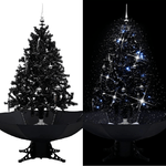 vidaXL Albero di Natale con Nevicata e Base ad Ombrello Nero 140cm PVC