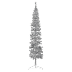 vidaXL Albero Natale Artificiale Sottile a Metà Supporto Argento 210cm