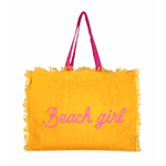 Giovanile Borsa Mare con chiusura lampo misura 48x38x16cm cotone canvas 100% spiaggia stampe colore Giallo Beach Girl