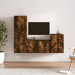 Set di Mobili Porta TV 4 pz Rovere Fumo in Legno ingegnerizzato