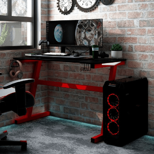 vidaXL Scrivania Gaming Luci LED Struttura a Z Nera 110x60x75cm