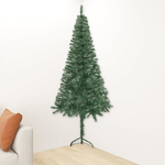 vidaXL Albero di Natale per Angolo con Supporto Verde 240 cm in PVC