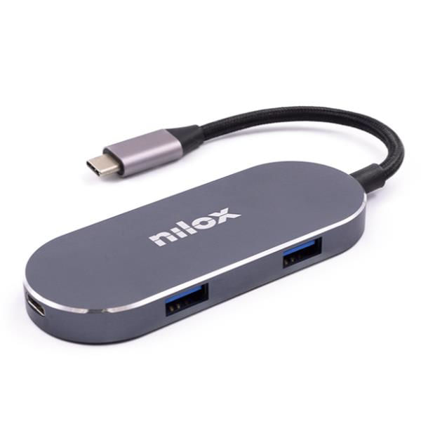 Nilox-MINI-DOCKING-STATION-HDMI-3USB-PD-USB-3.2-Gen-1--3.1-Gen-1--Type-C-Argento