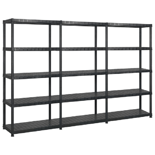 vidaXL Scaffale a 5 Ripiani Nero 255x40x185 cm in Plastica