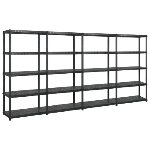 vidaXL Scaffale a 5 Ripiani Nero 340x40x185 cm in Plastica