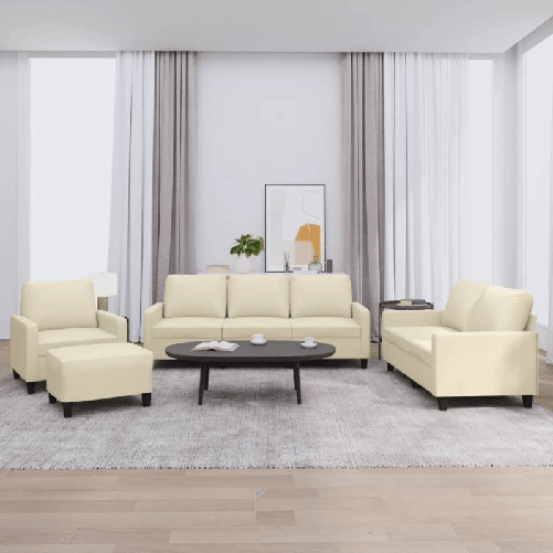 vidaXL Set di Divani 4 pz con Cuscini crema in Similpelle