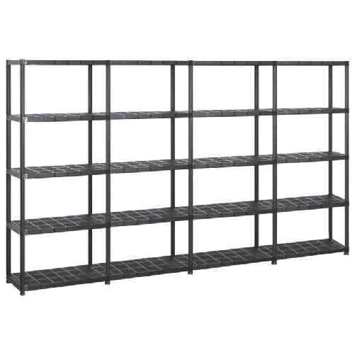 vidaXL Scaffale a 5 Ripiani Nero 284x38x170 cm in Plastica