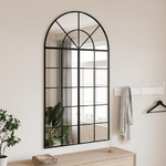 vidaXL Specchio da Parete Nero 80x140 cm Arco in Ferro