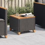 vidaXL Tavolo da Giardino Nero 45x45x37cm in Polyrattan e Legno Acacia