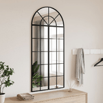 vidaXL Specchio da Parete Nero 60x130 cm Arco in Ferro