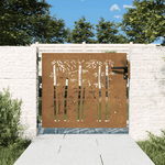 vidaXL Cancello da Giardino 85x75 cm in Acciaio Corten Design Bambù