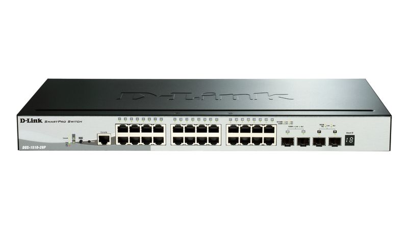 D-Link-DGS-1510-28P-switch-di-rete-Gestito-L3-Gigabit-Ethernet--10-100-1000--Supporto-Power-over-Ethernet--PoE--Nero