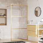 vidaXL Parete per Doccia Walk-in Vetro Trasparente ESG 100x195 cm Oro