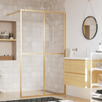 vidaXL Parete per Doccia Walk-in Vetro Trasparente ESG 140x195 cm Oro