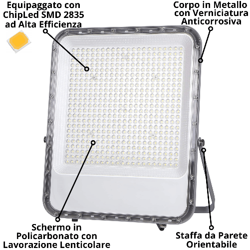 Proiettore-led-400-watt-slim-metallo-grigio-ip65-equivalente-2427-watt-----temperatura-colore-lampada-6000k-bianco-fr...