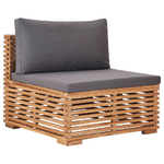 vidaXL Divano Centrale da Giardino con Cuscino Grigio Massello di Teak