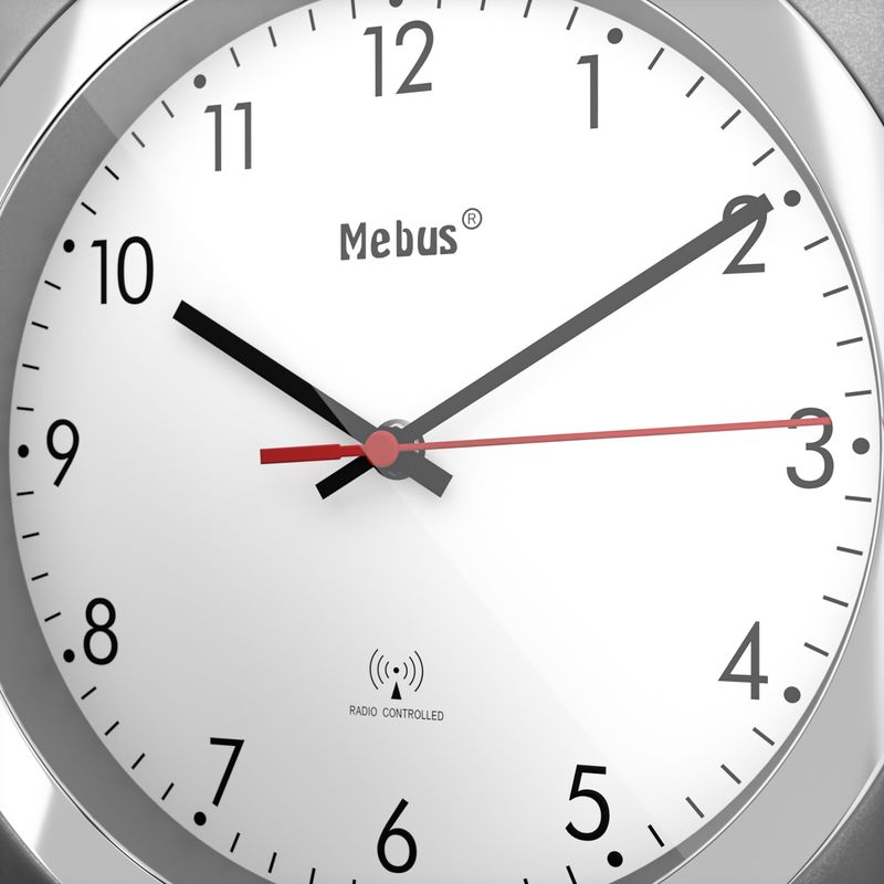 Mebus-19452-wall-table-clock-Parete-Mechanical-clock-Rotondo-Argento-Bianco