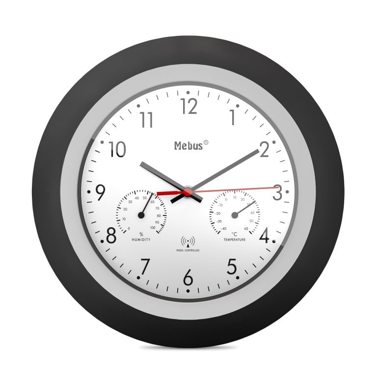 Mebus-19449-wall-table-clock-Parete-Digital-clock-Rotondo-Nero-Bianco